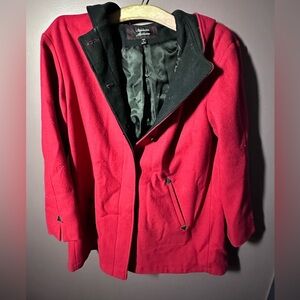 Red Wool Blend Coat by Stephanie Mathews